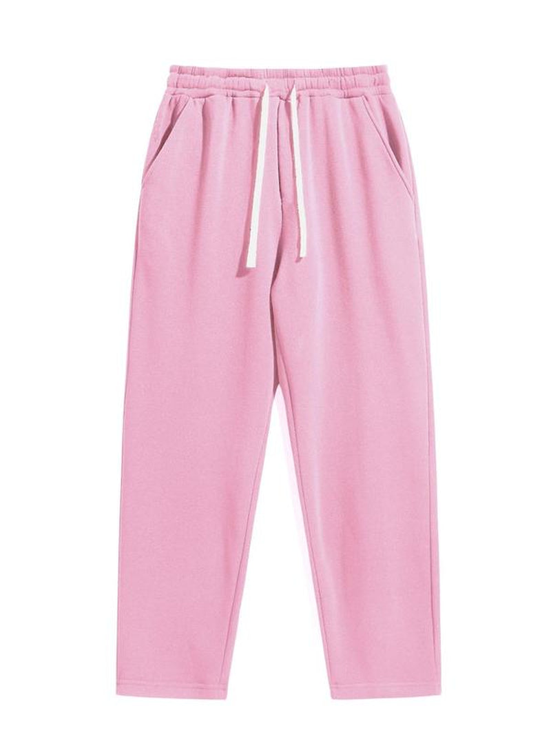 Men'S Regular Fit Solid Drawstring Waist Sweatpants, Casual Pocket Design Pants for Fall & Winter, Men'S Trousers for Daily Wear