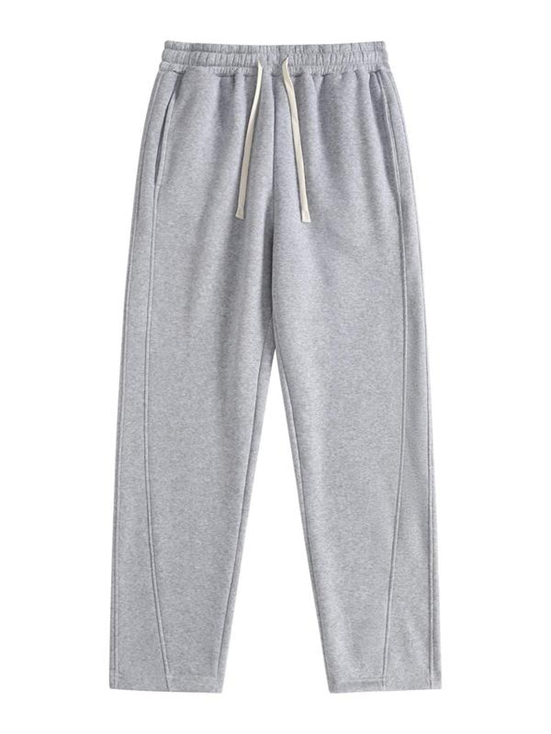 Men'S Regular Fit Solid Drawstring Waist Sweatpants, Casual Pocket Design Pants for Fall & Winter, Men'S Trousers for Daily Wear